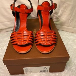 Coach Izzy Mat Calf stiletto sandals size 8.5 Watermelon color